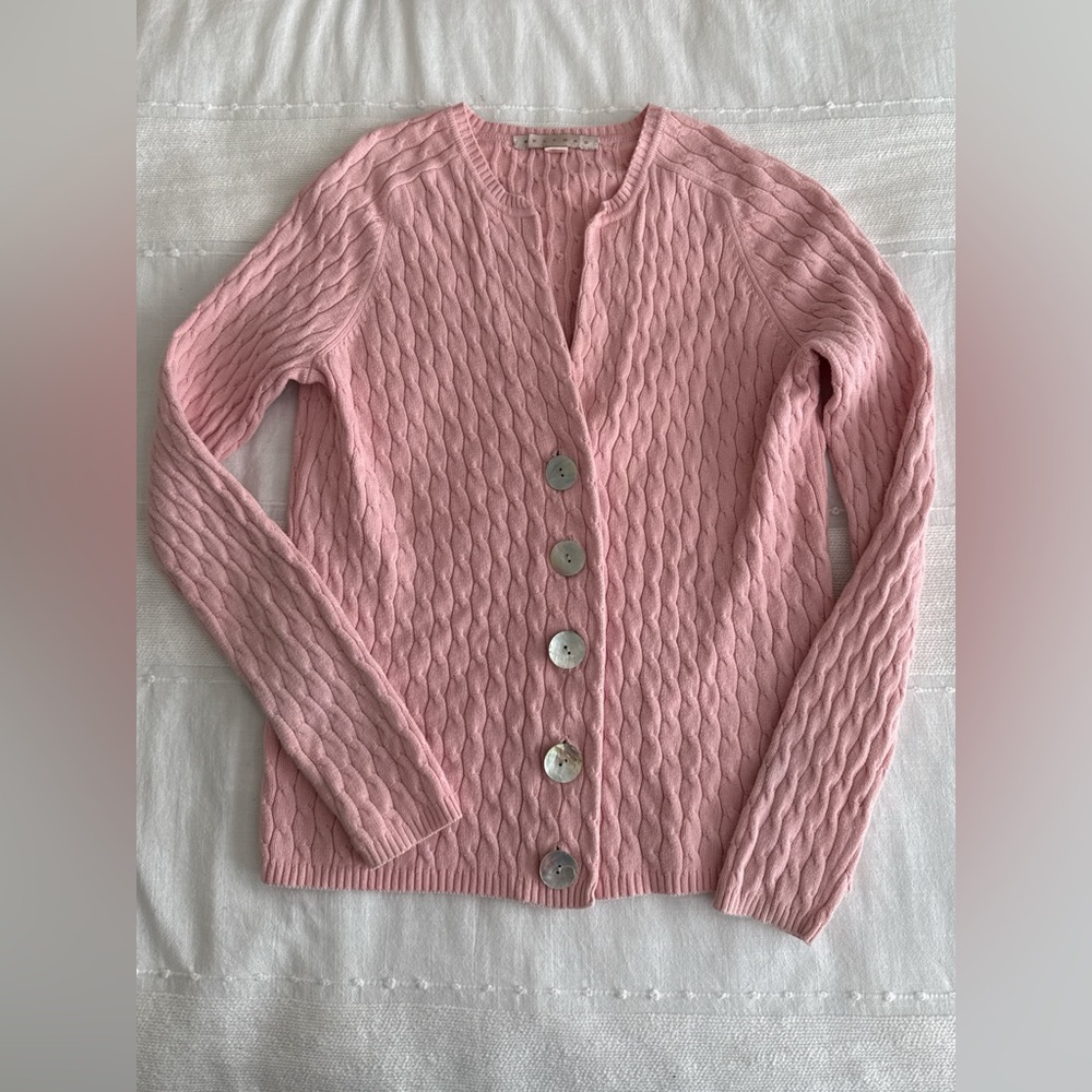 Belford Pink Button-Up Cable Cardigan